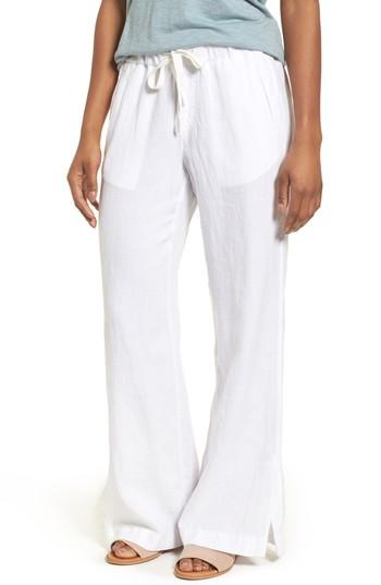 Women's Caslon Linen Track Pants - White