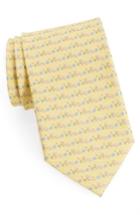 Men's Salvatore Ferragamo Squirrel & Snail Print Silk Tie, Size - Yellow
