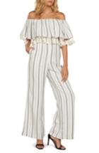 Women's Willow & Clay Stripe Off The Shoulder Jumpsuit - Ivory