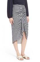 Women's Nordstrom Signature Ruched Front Gingham Skirt - Blue
