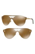 Women's Versace 42mm Shield Mirrored Sunglasses - Gold/ Brown