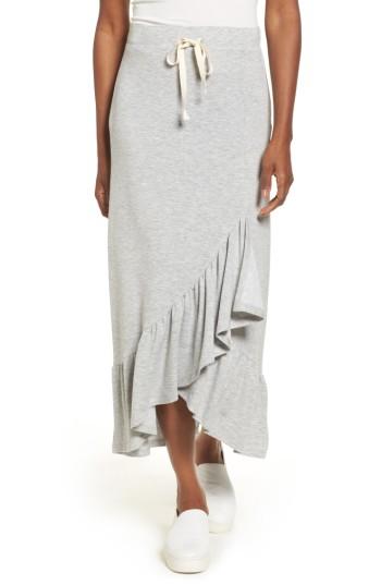 Women's Pleione Ruffle High/low Knit Skirt - Grey