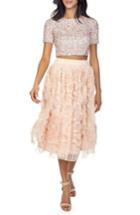 Women's Lace & Beads Picasso Sequin Top & Tulle Skirt Combo - Beige