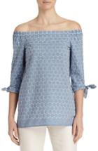 Women's Lafayette 148 New York Natayla Bohemia Dots Off The Shoulder Blouse - Blue