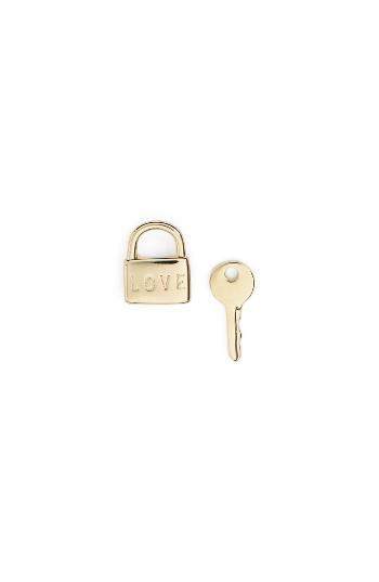 Women's The Giving Keys Love Mini Padlock & Key Stud Earrings