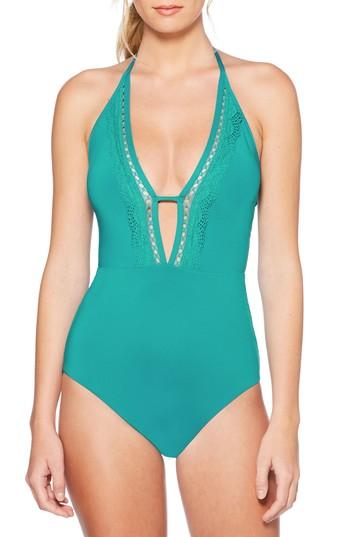 Women's Laundry By Shelli Segal Plunge One-piece Swimsuit - Blue