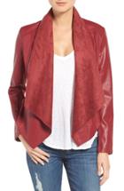 Women's Kut From The Kloth 'ana' Faux Leather Drape Front Jacket - Burgundy