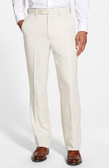 Men's Berle Self Sizer Waist Flat Front Trousers X 30 - Beige