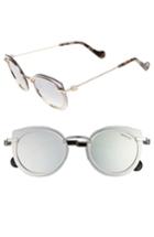 Women's Moncler 56mm Mirrored Cat Eye Sunglasses - Shiny Rose Gold / Smoke Mirror