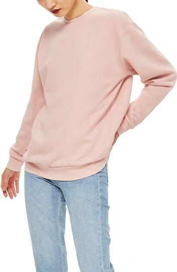 Women's Topshop Longline Sweatshirt Us (fits Like 0) - Pink