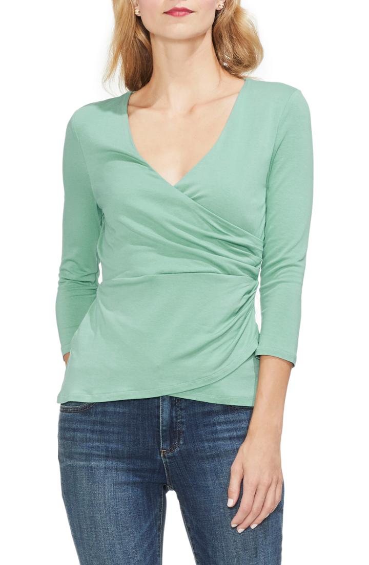 Women's Vince Camuto Faux Wrap Top, Size - Green