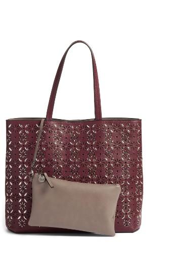 Chelsea28 Kaylee Embellished Faux Leather Tote - Burgundy