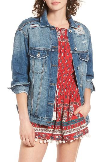Women's Band Of Gypsies Bailey Distressed Denim Jacket