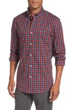Men's Nordstrom Men's Shop Regular Fit Non-iron Check Sport Shirt, Size - Red