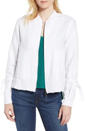 Women's Kenneth Cole New York Tie Sleeve Bomber Jacket - White
