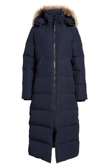 Women's Canada Goose 'mystique' Regular Fit Down Parka With Genuine Coyote Fur Trim (0) - Blue
