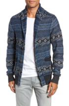 Men's Faherty Indigo Shore Shawl Collar Wool Blend Cardigan, Size - Blue