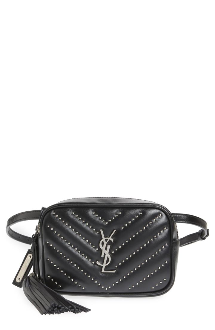 Saint Laurent Studded Quilted Micro Belt Bag - Black