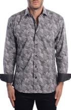 Men's Bertigo Abstract Paisley Modern Fit Sport Shirt - Black