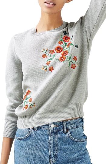 Women's Topshop Poppy Embroidered Sweater