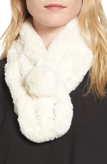 Women's Vincent Pradier Faux Fur Scarf, Size - White
