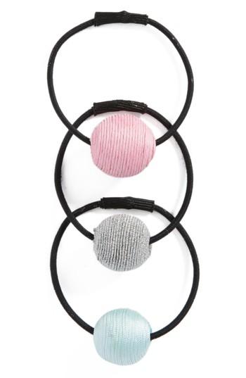Tasha 3-pack Ball Charm Ponytail Holders, Size - Coral