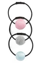 Tasha 3-pack Ball Charm Ponytail Holders, Size - Coral