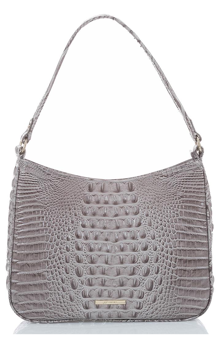 Brahmin Noelle Croc Embossed Leather Hobo Bag - Red