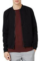 Men's Topman Cotton Bomber Jacket, Size - Black