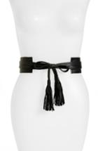Women's Raina Bronco Leather Wrap Belt, Size - Black