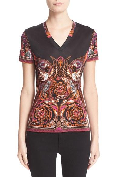 Women's Versace Baroque Print V-neck Tee Us / 38 It - Black