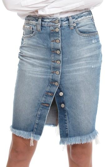 Women's Prps Button Down Denim Pencil Skirt