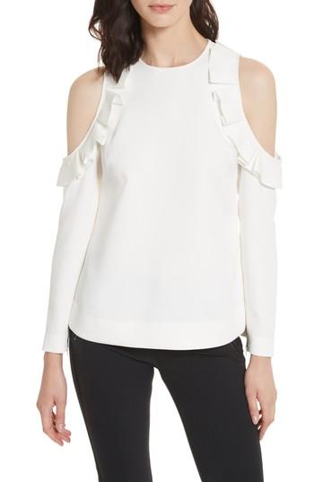 Women's Ted Baker London Frill Cold Shoulder Top