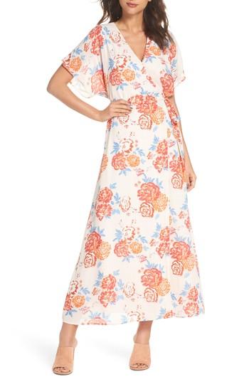 Women's 19 Cooper Floral Tie Waist Maxi Dress - Coral