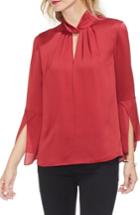 Women's Vince Camuto Twist Neck Handkerchief Sleeve Satin Top, Size - Red