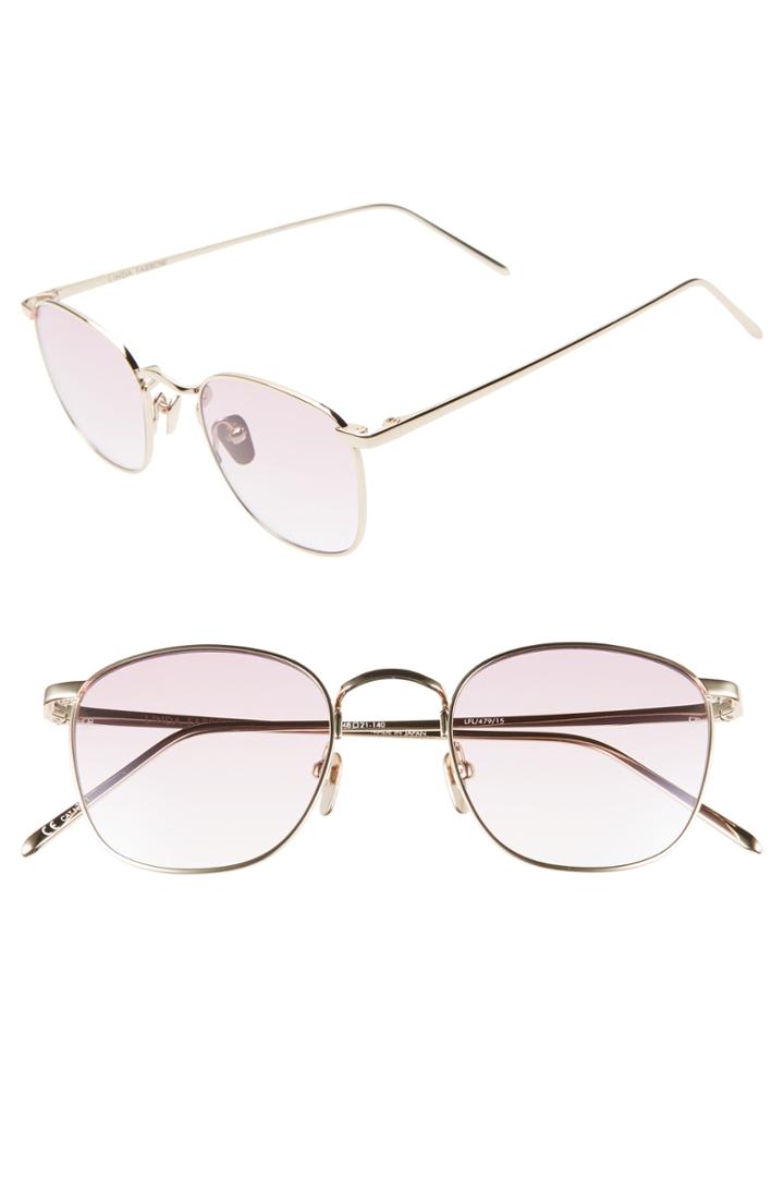 Women's Linda Farrow 48mm Square Sunglasses - Light Gold/ Pink