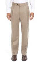 Men's Berle Pleated Solid Wool Trousers X 32 - Brown