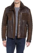 Men's Flynt Genuine Shearling Trim Leather Bomber Jacket