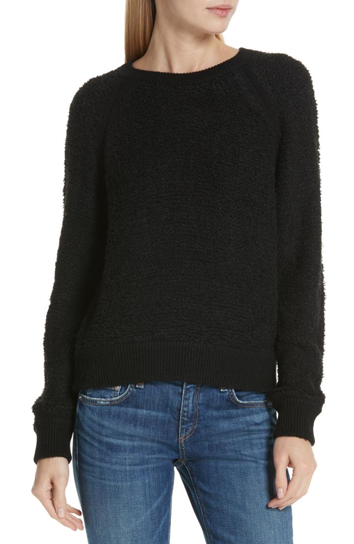 Women's Rag & Bone Brooke Teddy Sweatshirt - Black