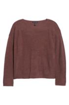 Women's Eileen Fisher Mix Stitch Merino Bateau Neck Sweater - Brown