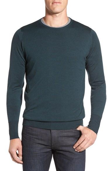 Men's John Smedley 'marcus' Easy Fit Crewneck Wool Sweater - Green