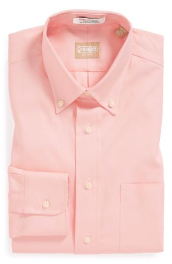Men's Gitman Regular Fit Pinpoint Cotton Oxford Button Down Dress Shirt - 36 - Pink