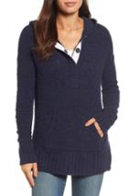 Women's Caslon Beachy Hooded Knit Sweater, Size - Blue