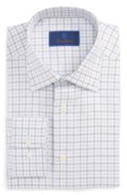 Men's David Donahue Regular Fit Check Dress Shirt .5 34/35 - Brown