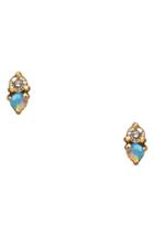 Women's Wwake Counting Collection Two Step Opal & Diamond Stud Earrings
