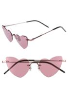 Women's Saint Laurent 50mm Rimless Heart Shaped Sunglasses - Pink/ Pink Flash