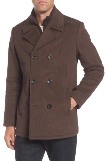 Men's Reaction Kenneth Cole Wool Blend Peacoat, Size - Beige