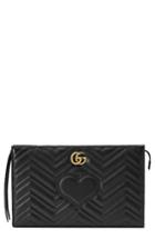 Gucci Gg Marmont Matelasse Leather Clutch - Black