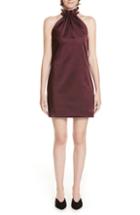 Women's Rosetta Getty Ruched Neck Stretch Duchess Satin Dress - Burgundy