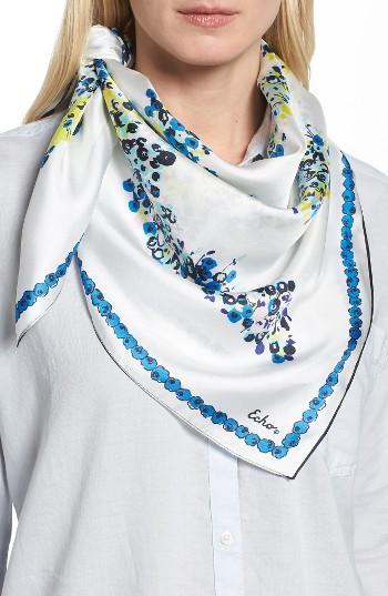 Women's Echo Garden Stripe Silk Square Scarf, Size - Ivory